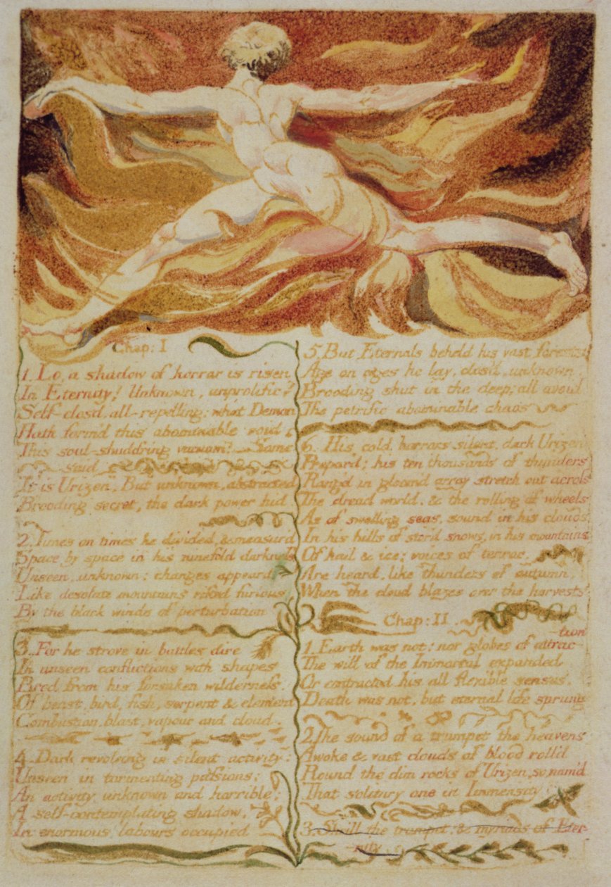 Kap. I, Siehe, ein Schatten..., Platte 5 aus Das Erste Buch von Urizen, 1794 von William Blake