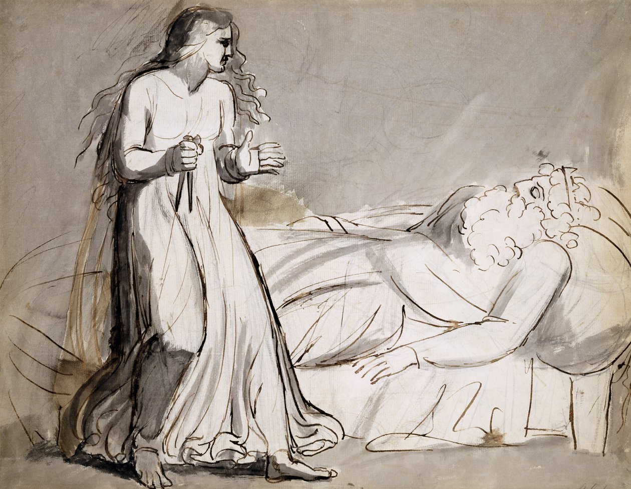 Lady Macbeth nähert sich dem ermordeten Duncan von William Blake