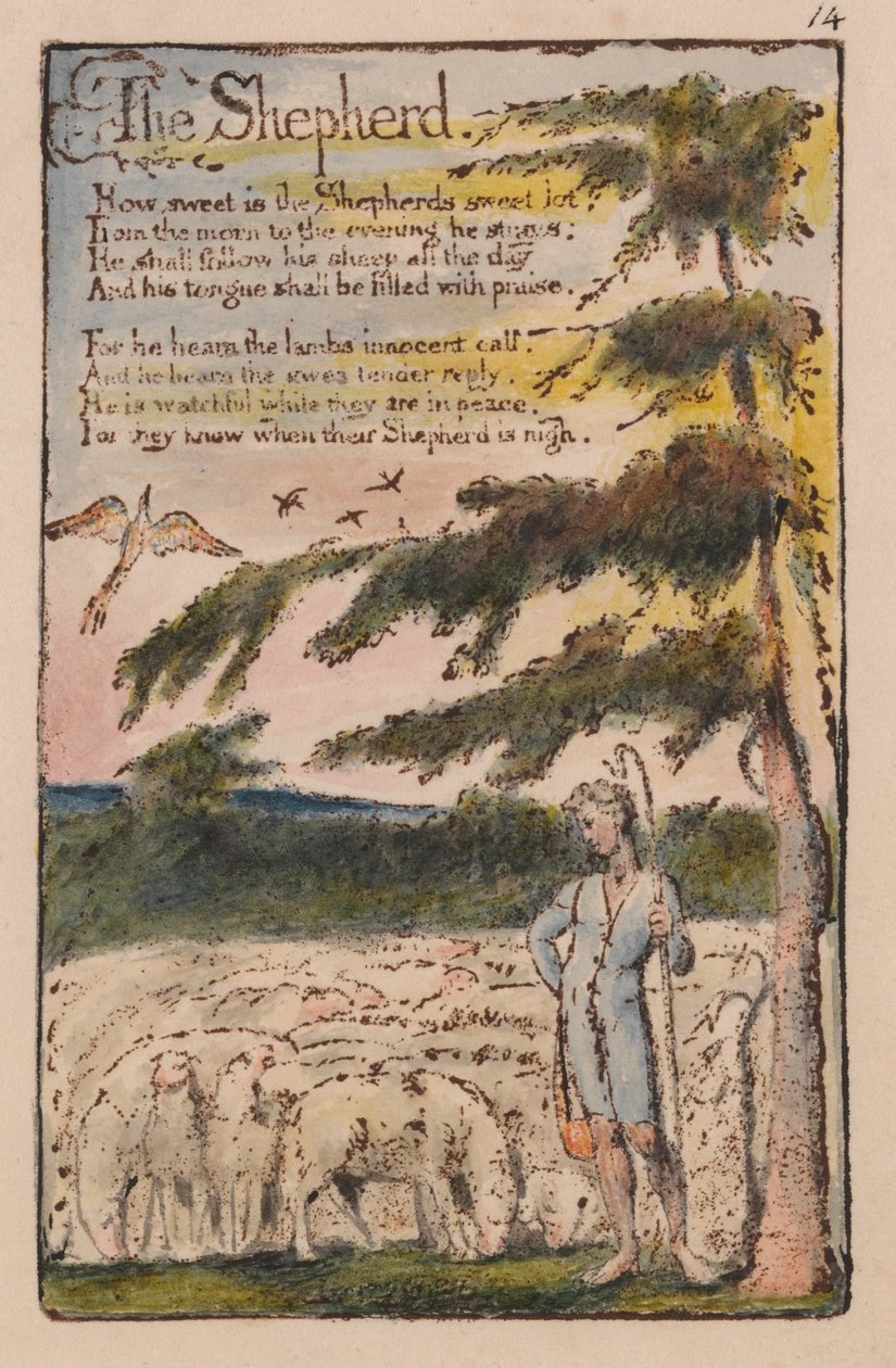 Lieder der Unschuld und der Erfahrung, Platte 14, Der Hirte (Bentley 5) von William Blake