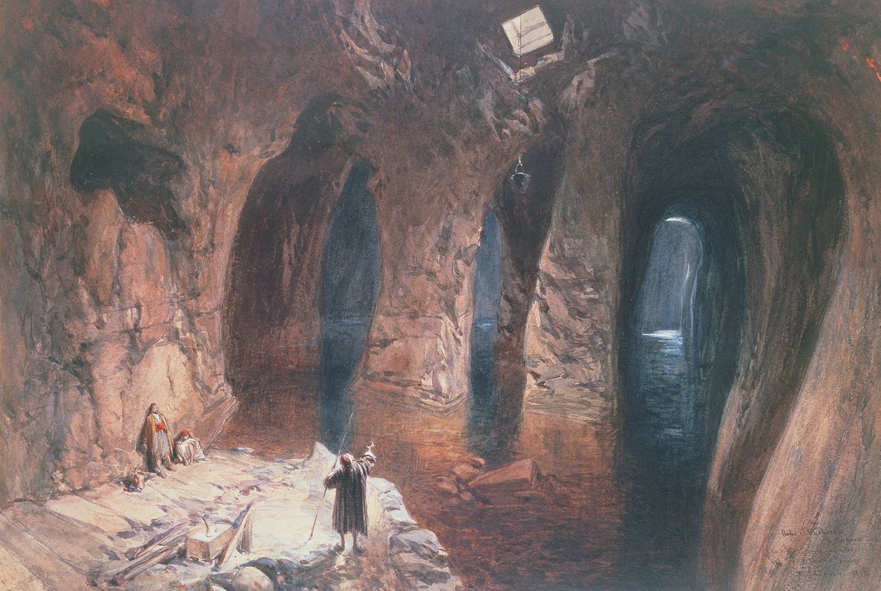 Bahr El Khabeer am Großen Meer: Felsgeschnittene Zisternen unter dem Standort des Salomonischen Tempels, 1870 von William Crimea Simpson