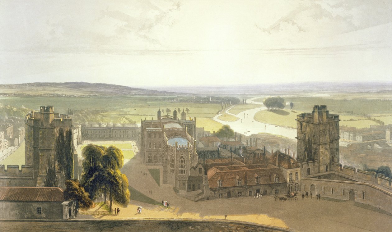 Windsor Castle, aus einer Sammlung von Ansichten von Windsor, Eton und Virginia Water, ca. 1825-30 von William Daniell