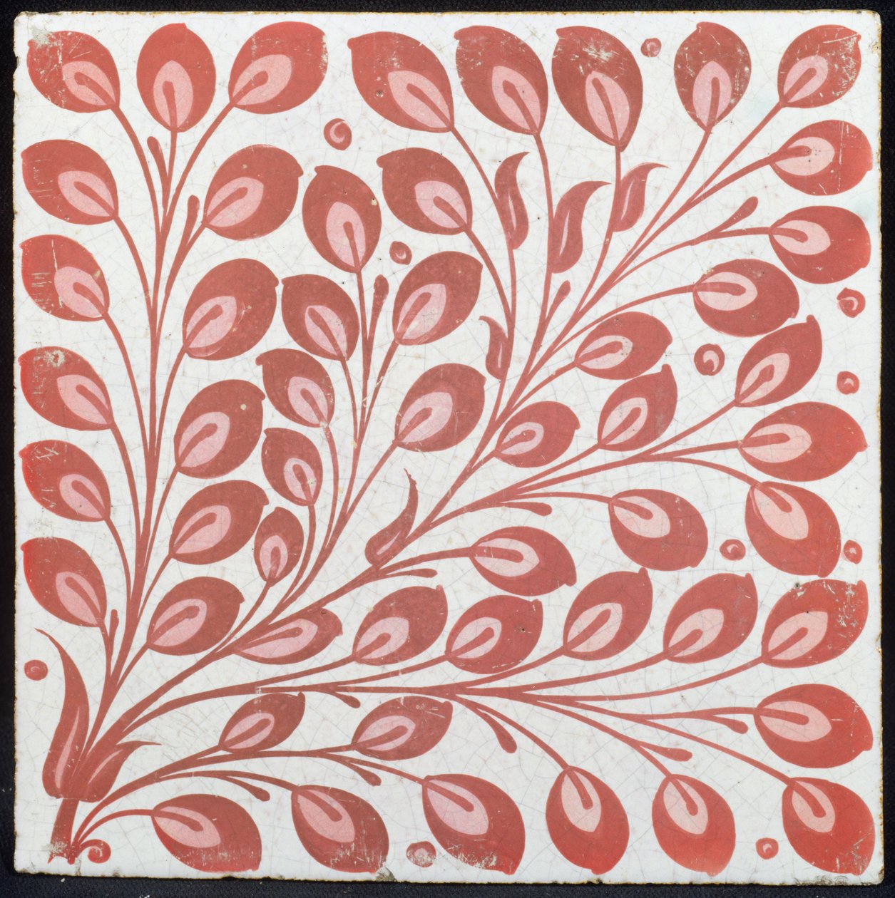 Fliese mit Blattmuster (Keramik) von William de Morgan