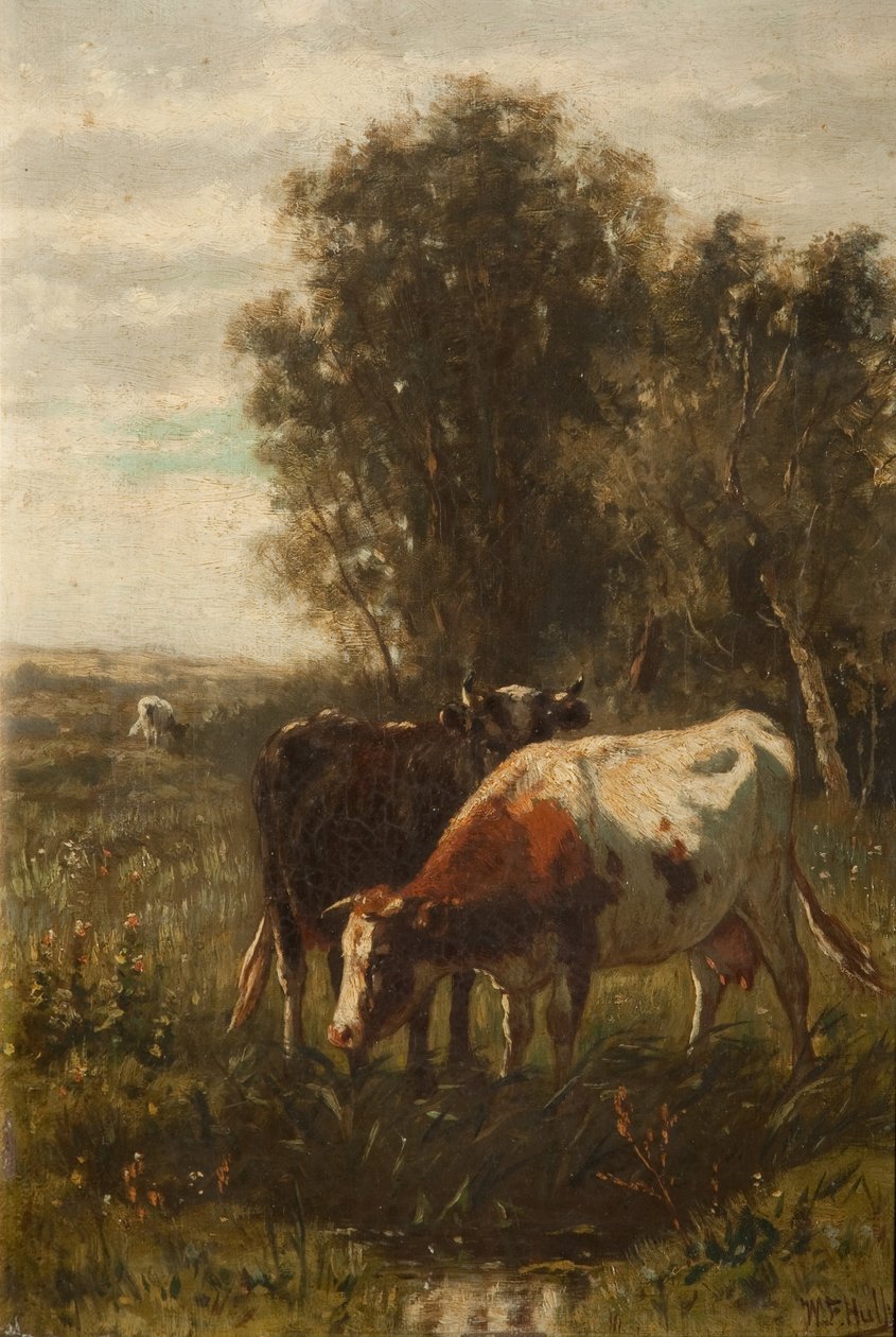 Zwei Kühe in einer Landschaft von William Frederick Hulk