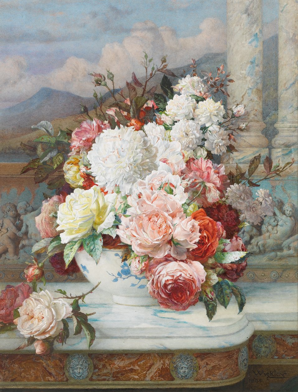 Rosen auf einer Marmorkante, 1894 von William Jabez Muckley