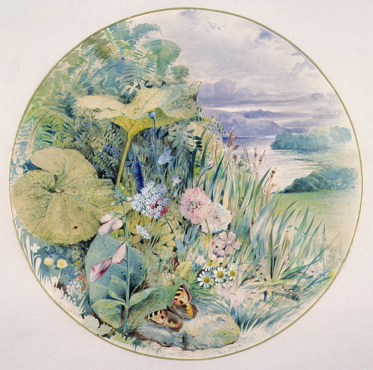 Wildblumen und Vegetation in einem Seengebiet von William Linnaeus Casey