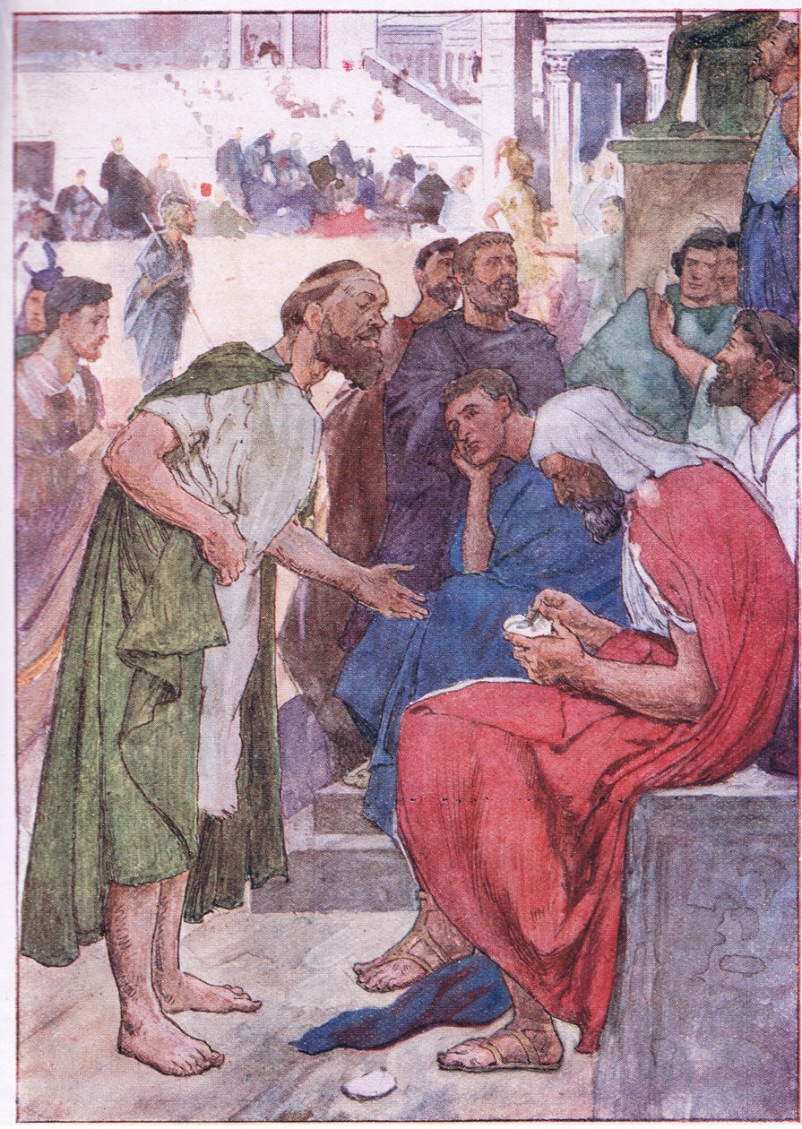 Aristides und der Bürger, aus Plutarchs Leben, veröffentlicht von T C & E C Jack Ltd, 1920er Jahre von William Rainey