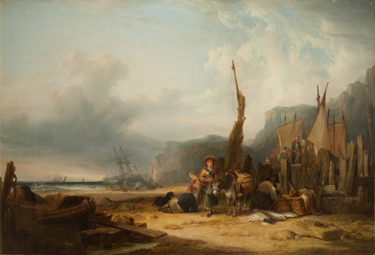 Küstenszene mit Schiffen von William Snr. Shayer