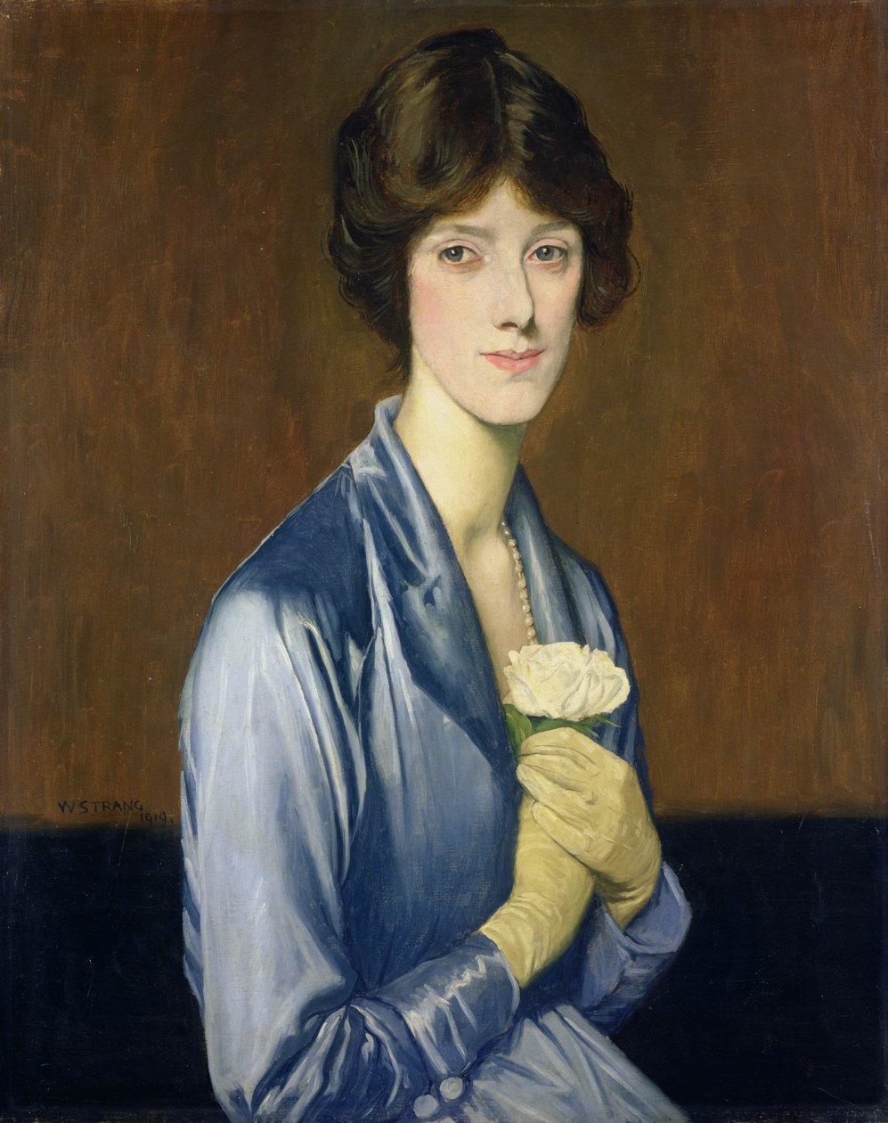 Die weiße Rose (Porträt einer Dame), 1919 von William Strang