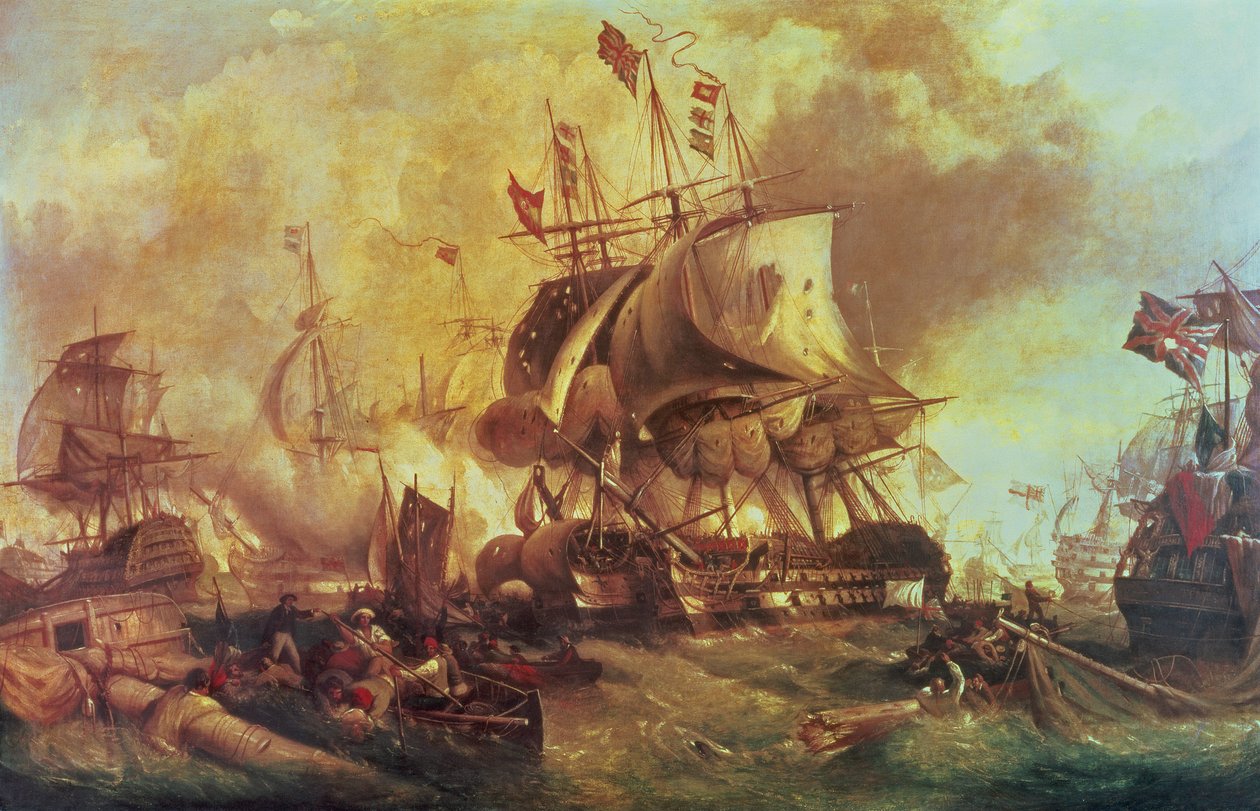 Die Schlacht von Trafalgar, 1805, ca. 1848 von William Stuart