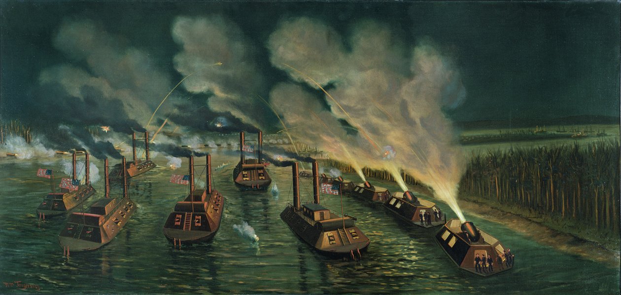 Kanonen- und Mörserboote auf dem Mississippi von William Torgerson