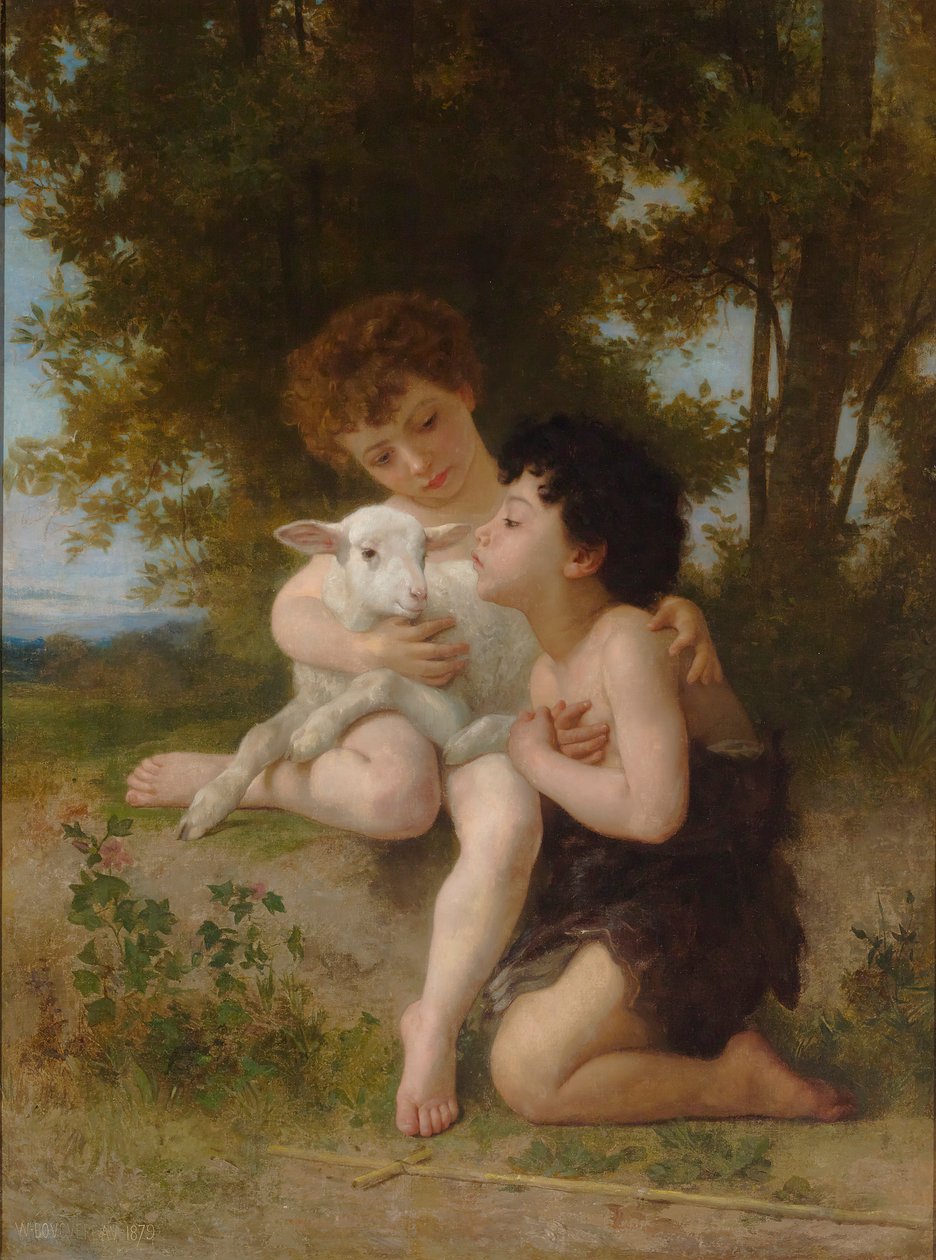 Kinder mit dem Lamm von William Adolphe Bouguereau