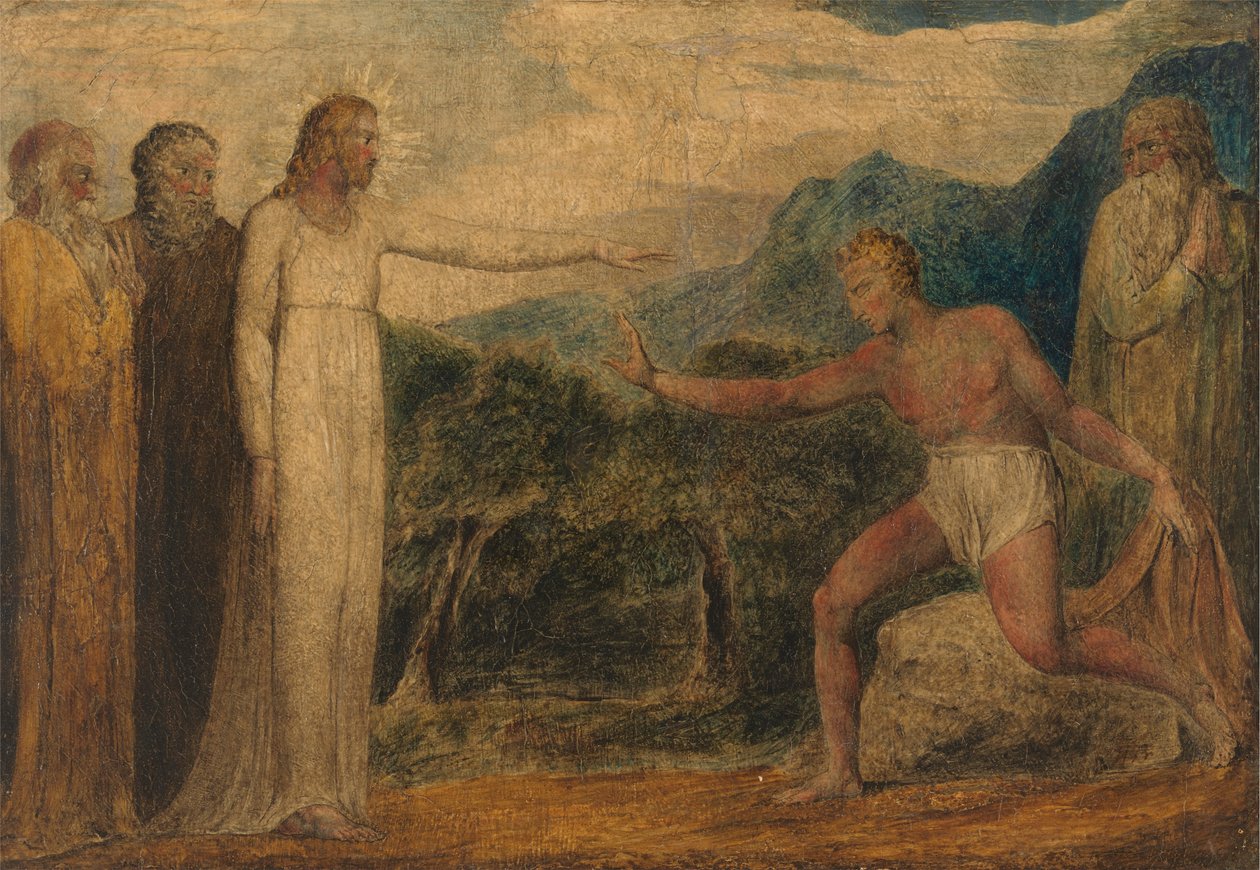 Christus gibt Bartimäus das Augenlicht zurück von William Blake