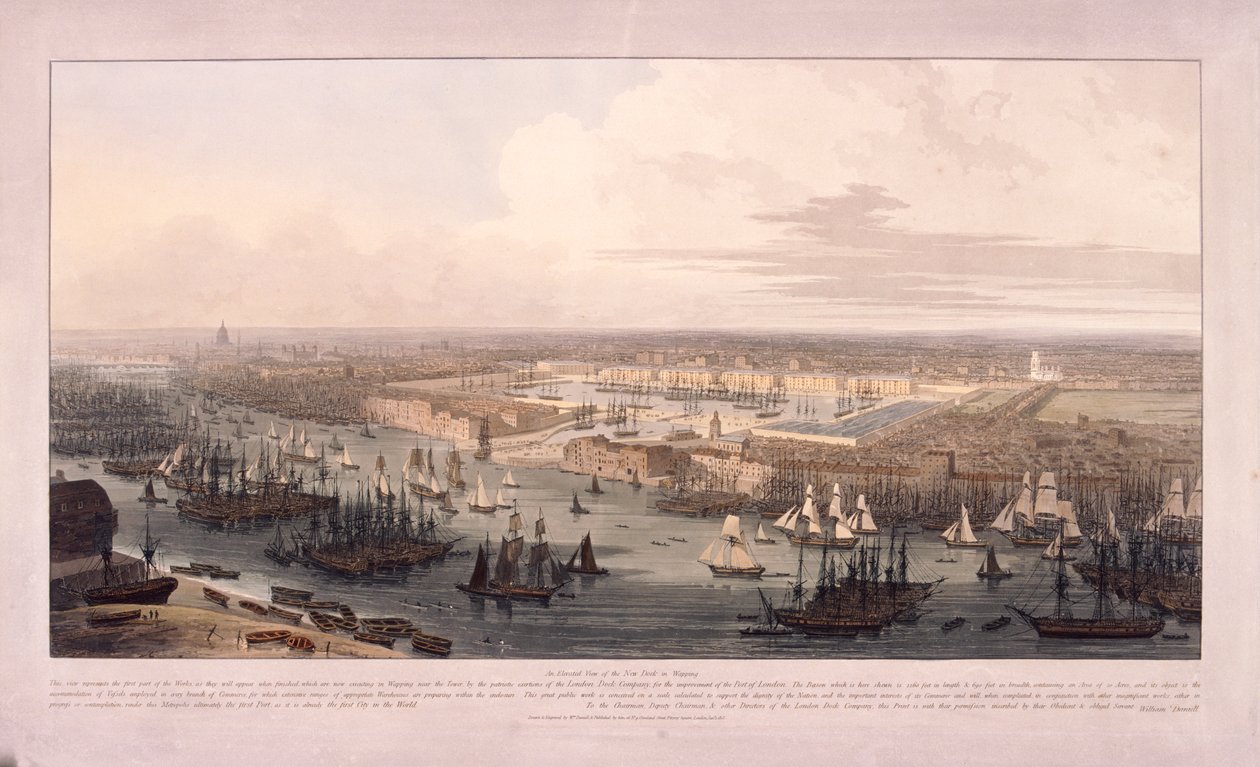 Londoner Docks, 1803 von William Daniell