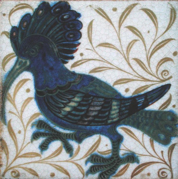 Fliese mit Kolibridesign von William de Morgan