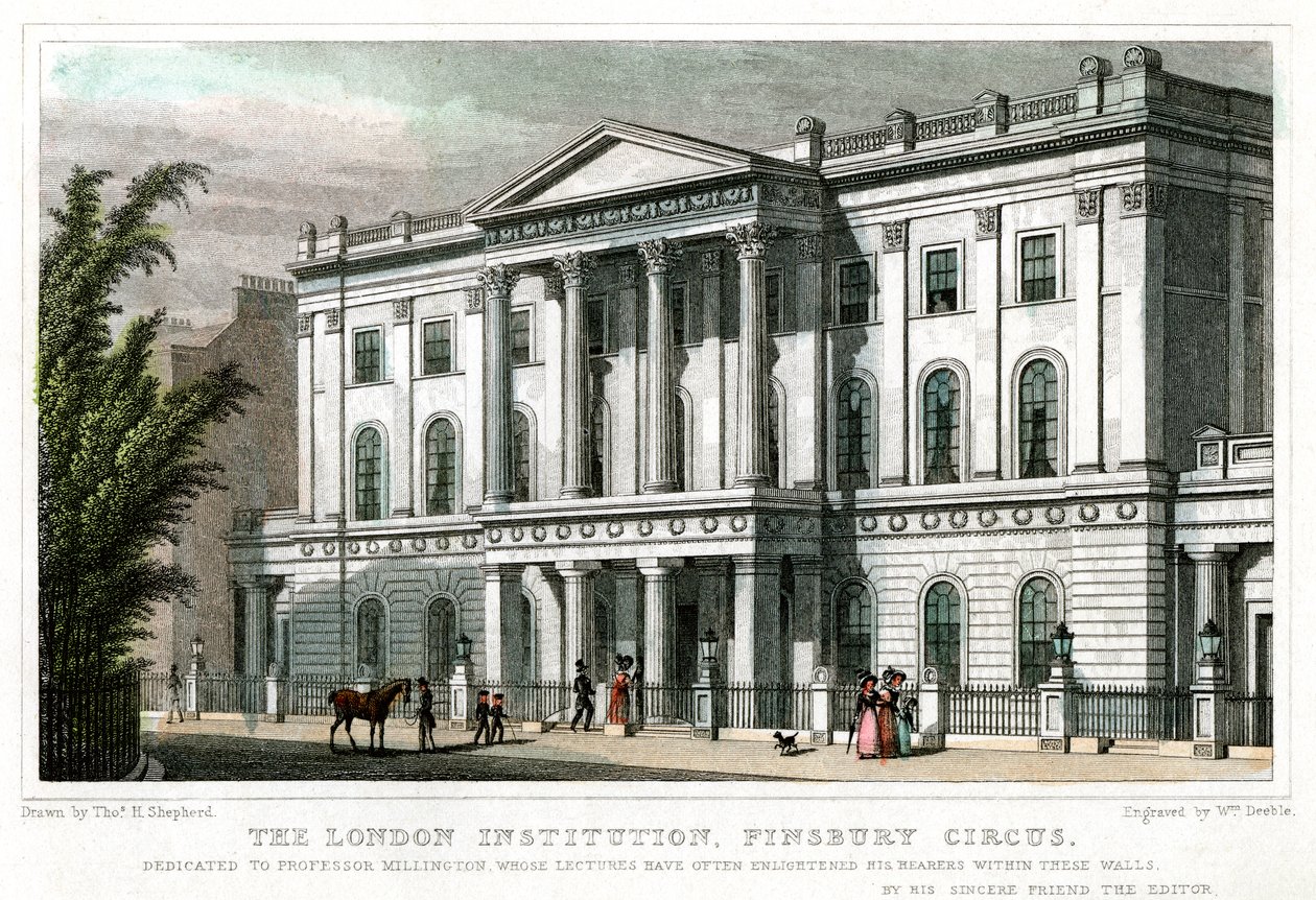 Die London Institution, Finsbury Circus, London, 1827 von William Deeble