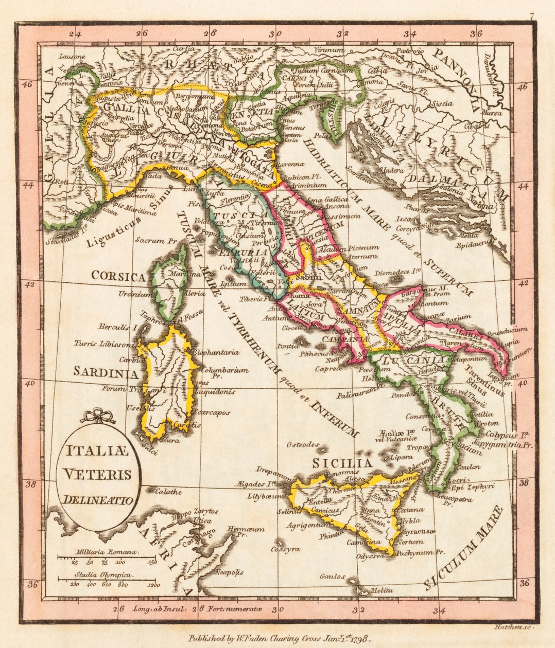 Antikes Italien. Karte. von William Faden