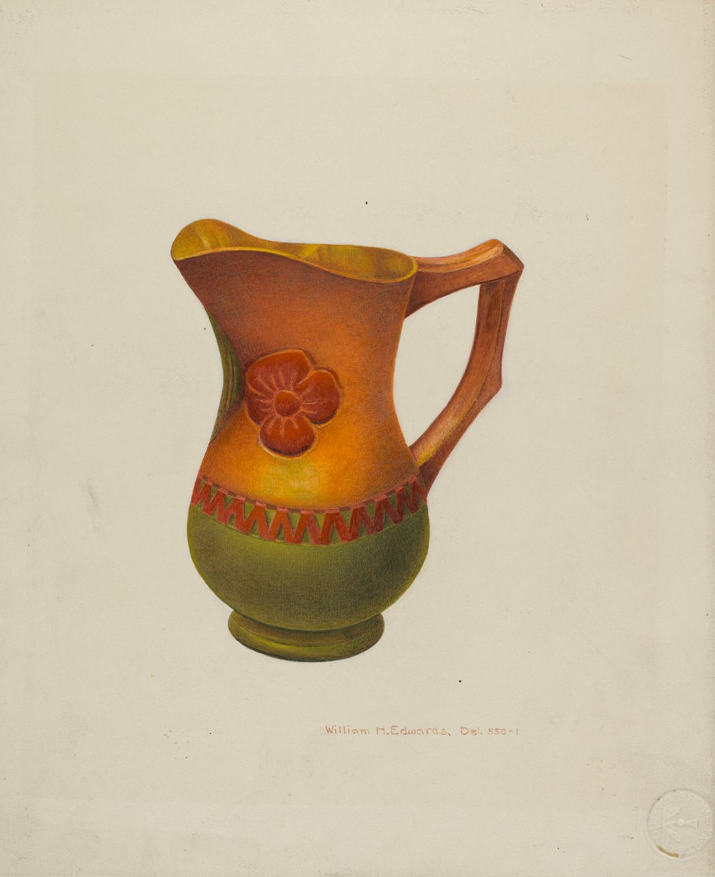 Geschnitzter Holzkrug von William H Edwards