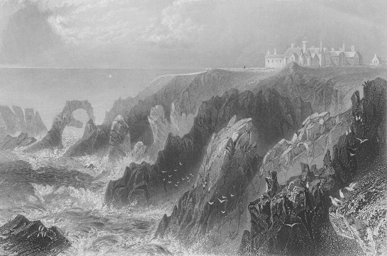 Ansicht von Slaines Castle, in der Nähe von Peterhead von William Henry Bartlett