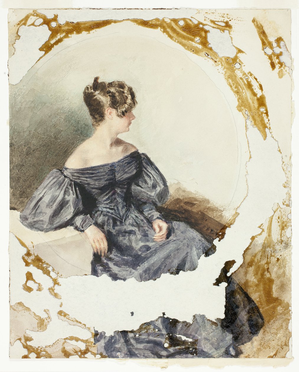 Sitzende Frau im schwarzen Kleid von William Henry Hunt