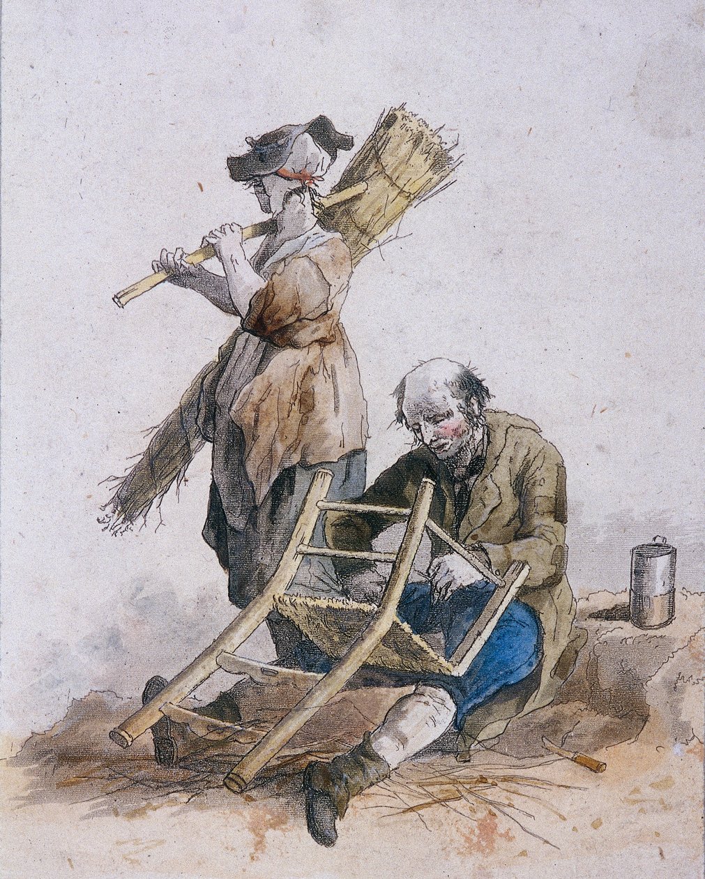 Zwei Stuhlreparierer, Provinzcharaktere, 1804 von William Henry Pyne
