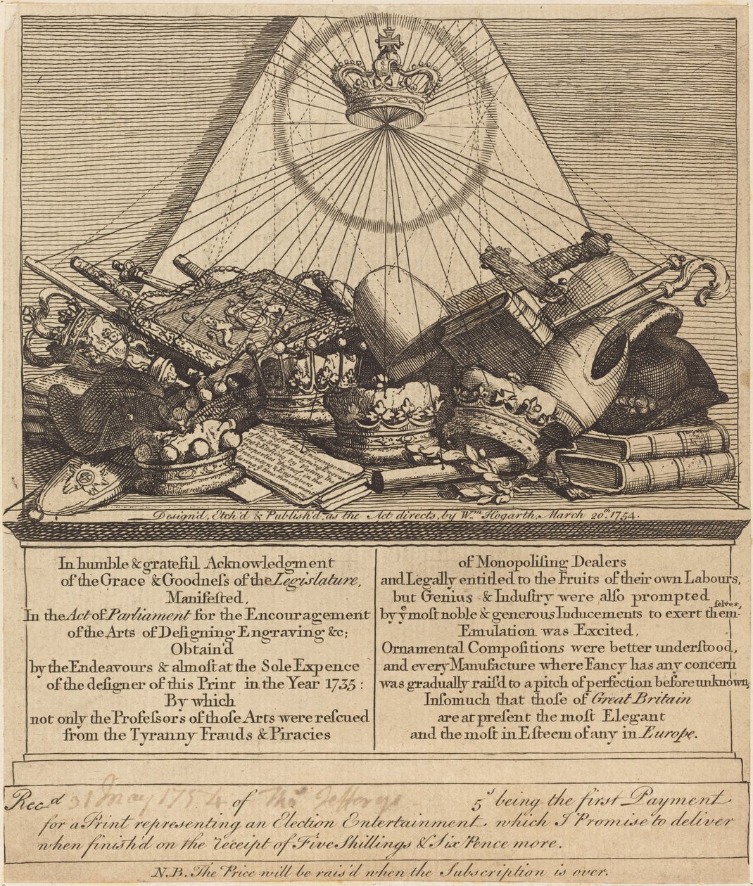 Kronen, Mitren, Zepter usw. von William Hogarth