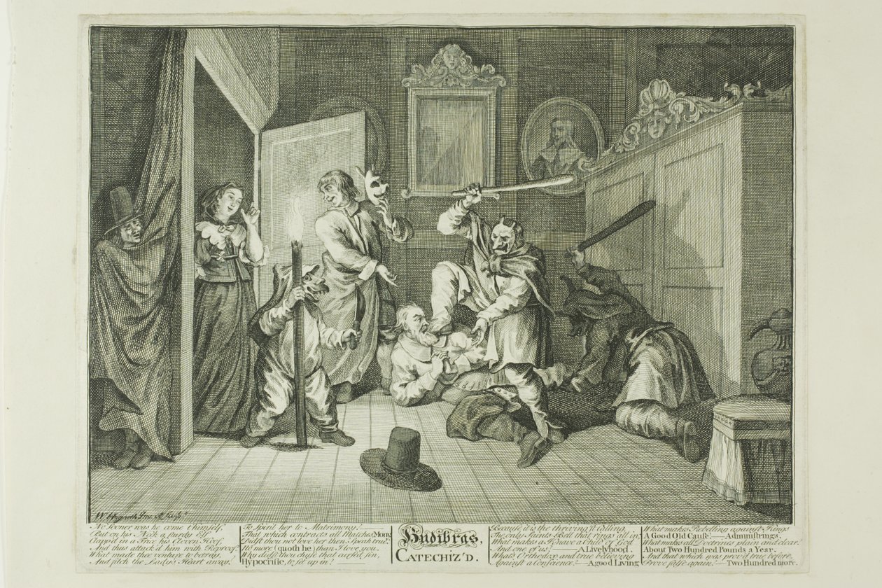 Hudibras wird katechisiert, Platte neun aus Hudibras von William Hogarth