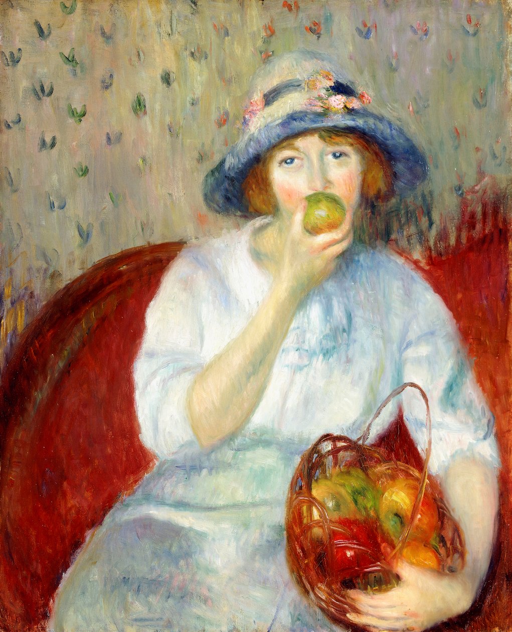 Mädchen mit grünem Apfel von William James Glackens
