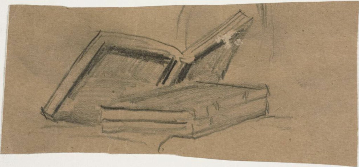 Skizze von zwei Büchern von William Michael Harnett