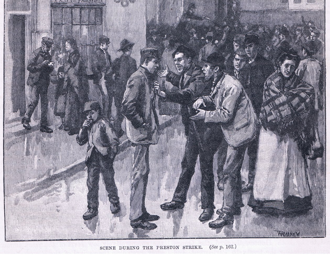 Szene während des Streiks in Preston 1856 n. Chr. von William Rainey