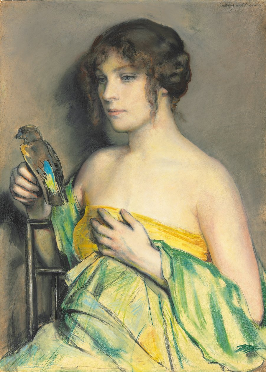Frau mit Papagei von William Sergeant Kendall