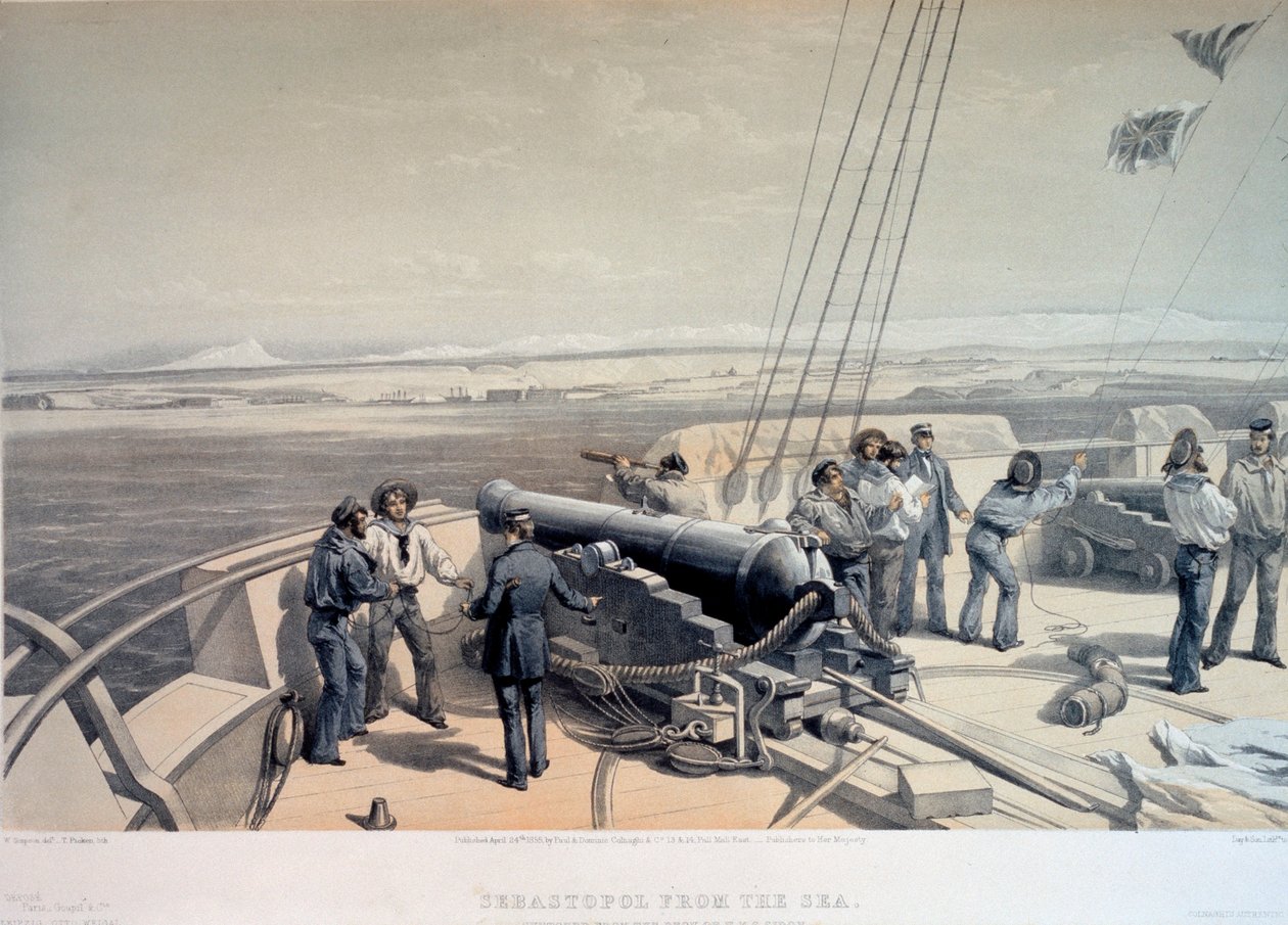 Blick auf Sewastopol vom Meer aus, 1855 von William Simpson