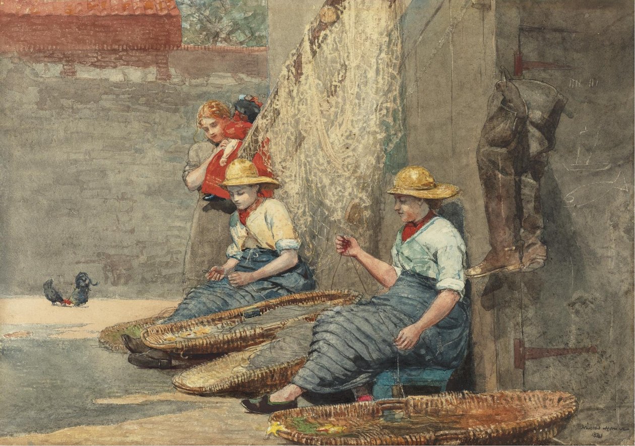 Fischerinnen wickeln Tackle auf von Winslow Homer