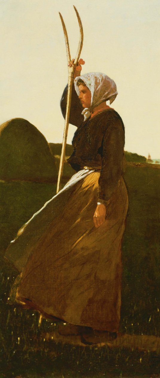 Mädchen mit Heugabel von Winslow Homer