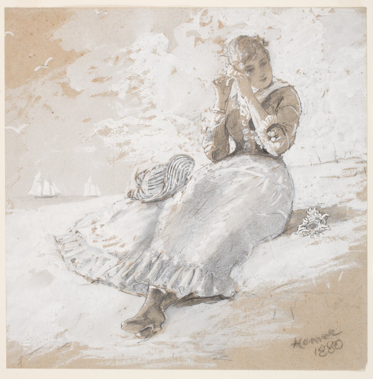Mädchen mit Muschel am Ohr, 1880 von Winslow Homer