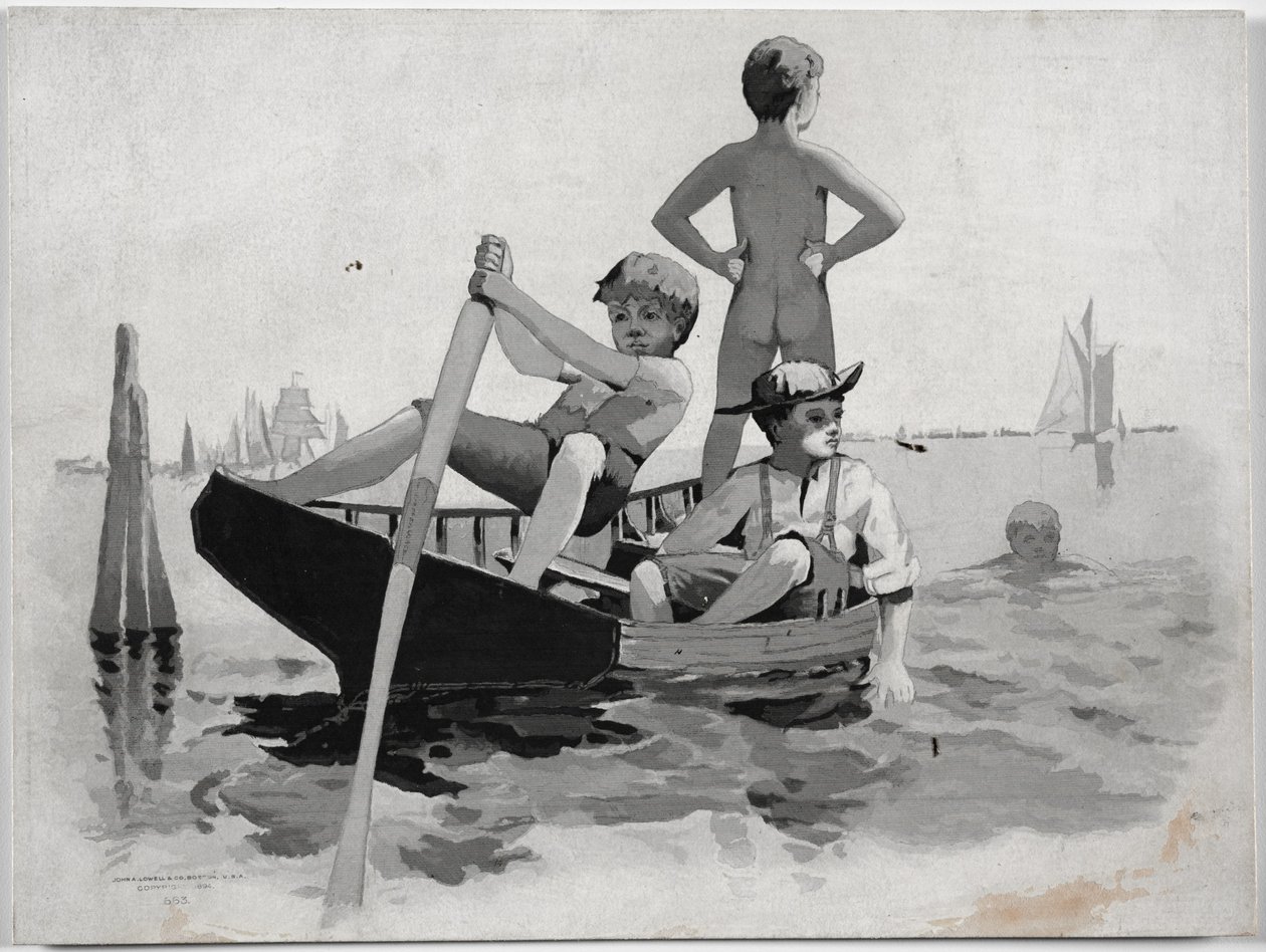Jungen schwimmen, Gloucester Hafen von Winslow Homer