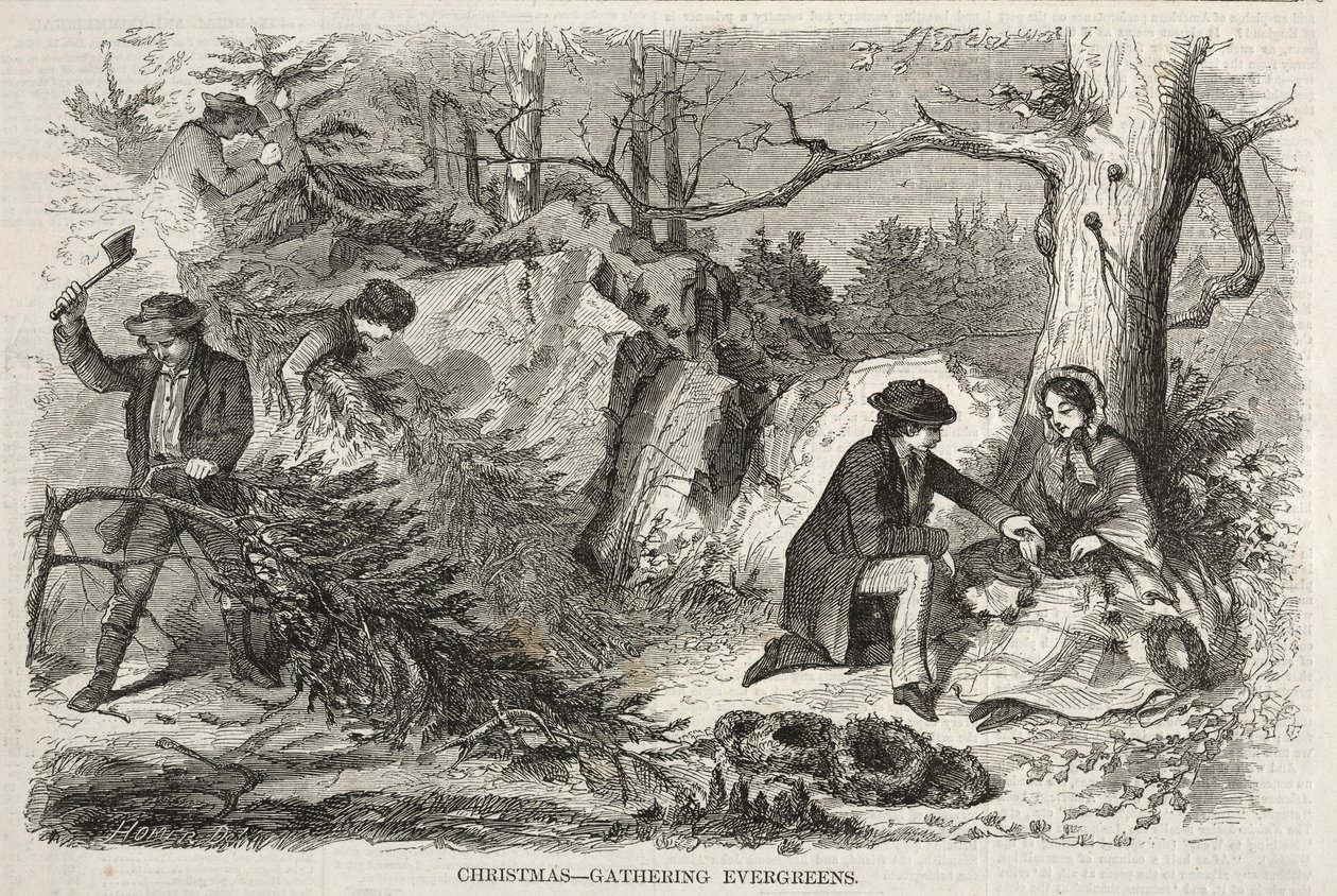 Weihnachten - Sammeln von Immergrün, 1858 von Winslow Homer