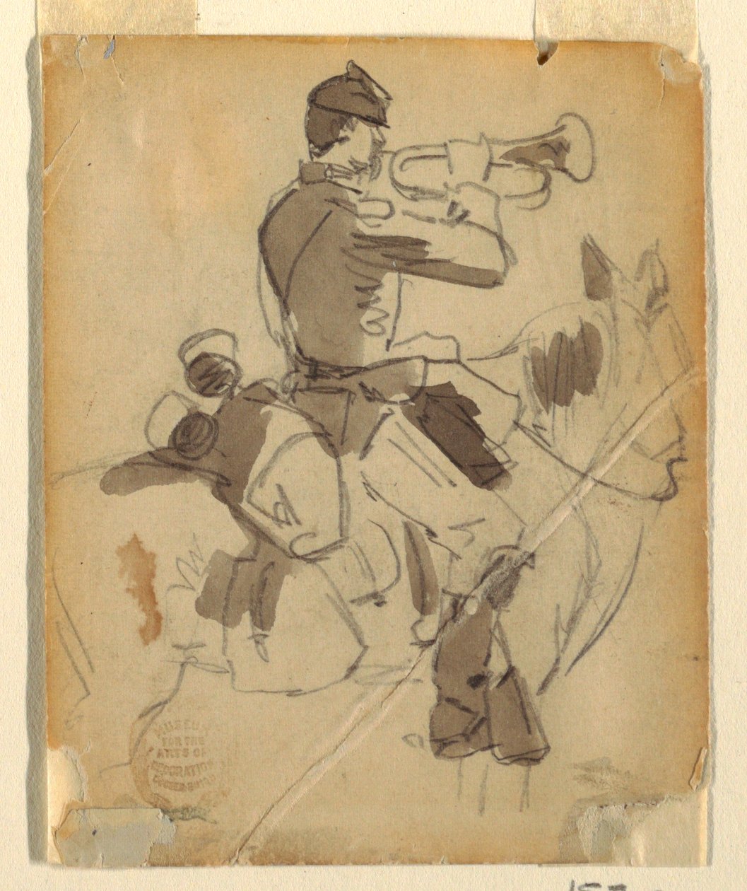 Zeichnung, Berittener Trompeter, 1862 von Winslow Homer