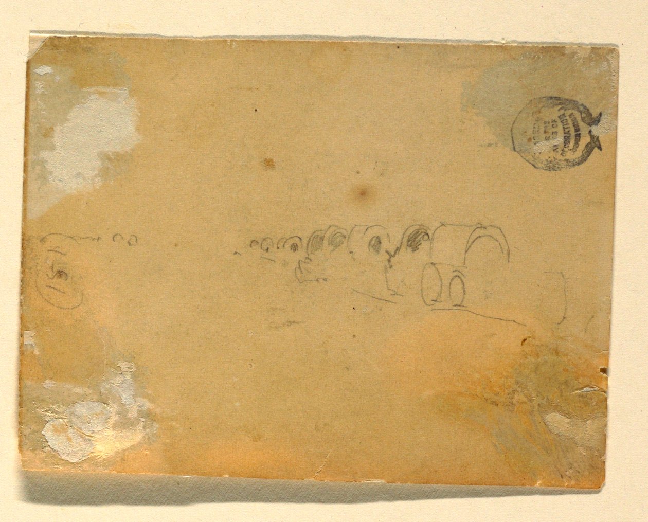 Zeichnung, Umrissskizze eines Wagenzugs, 1862 von Winslow Homer