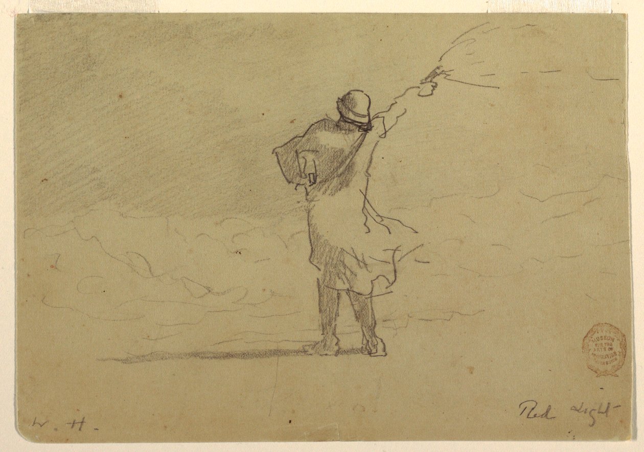 Zeichnung, Rotes Licht, wahrscheinlich 1883 von Winslow Homer