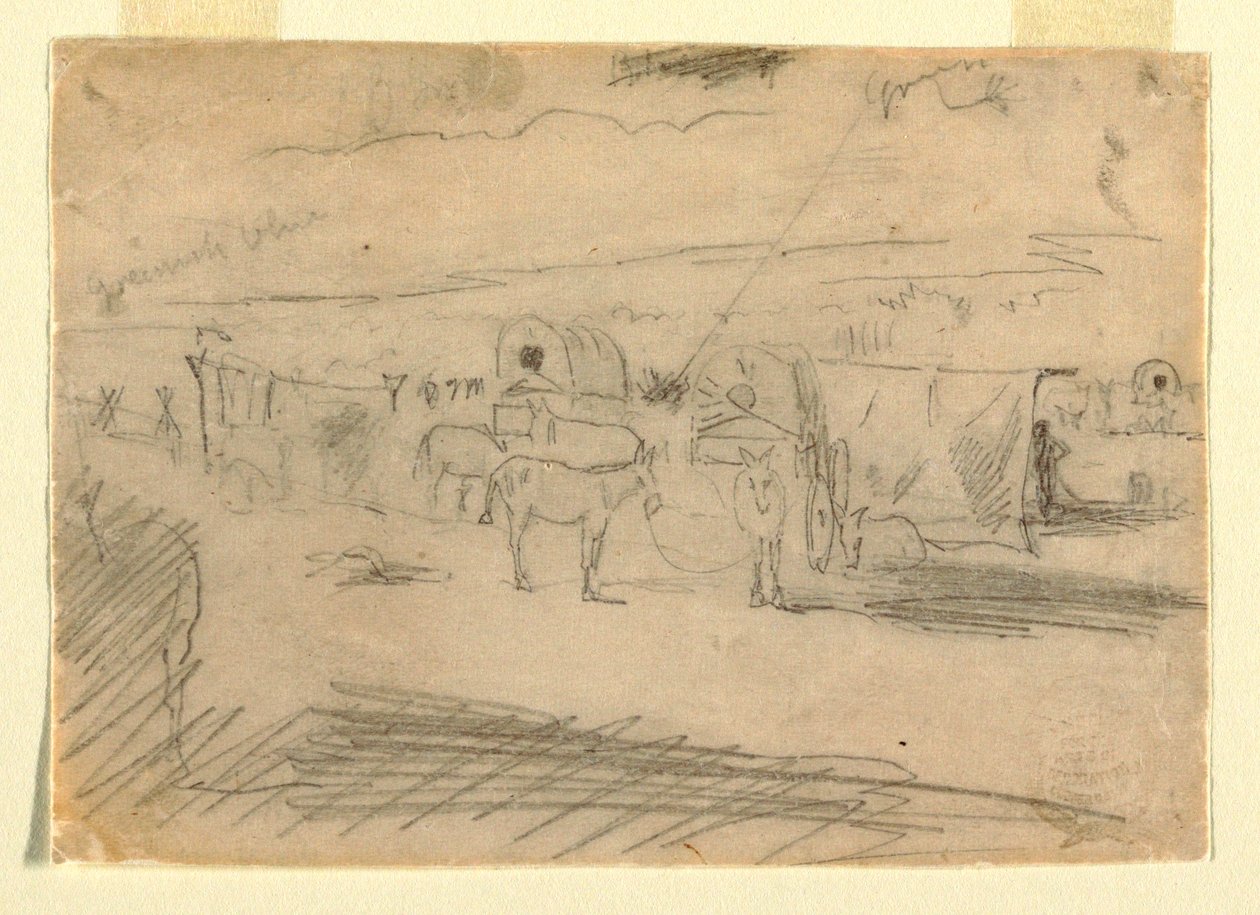 Zeichnung, Zug von Armeewagen, 1862 von Winslow Homer