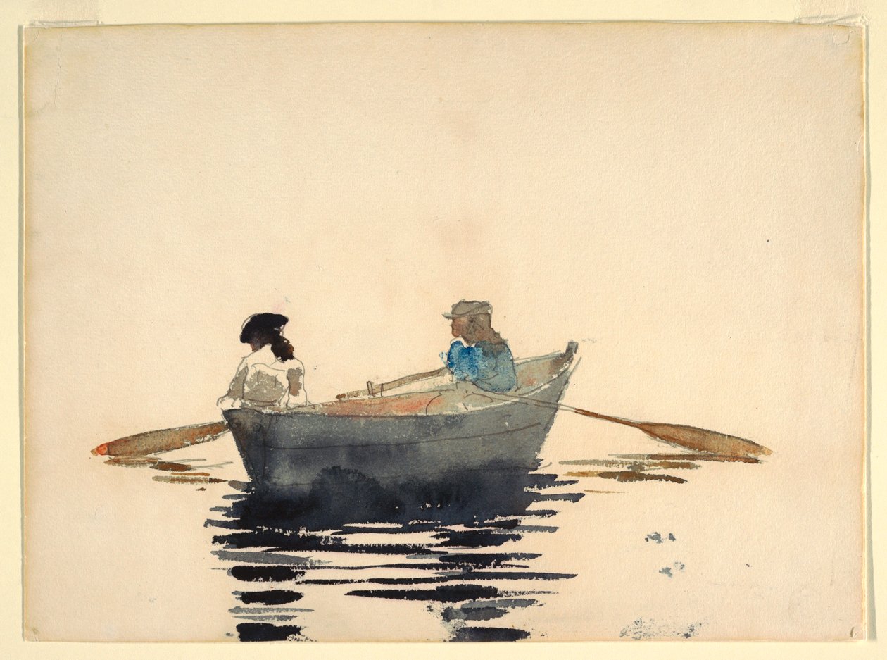 Zwei Mädchen in einem Ruderboot von Winslow Homer