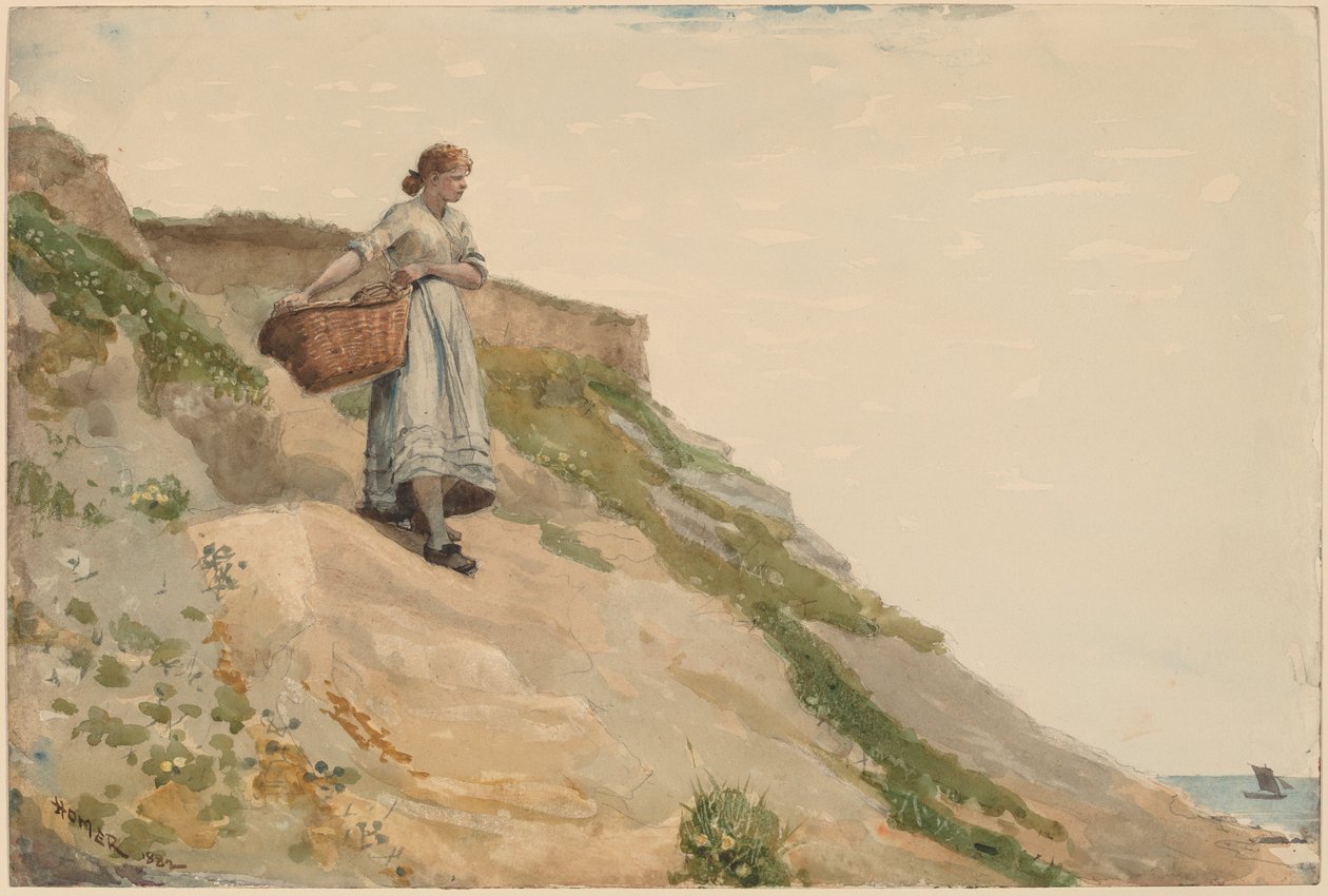 Mädchen mit einem Korb von Winslow Homer