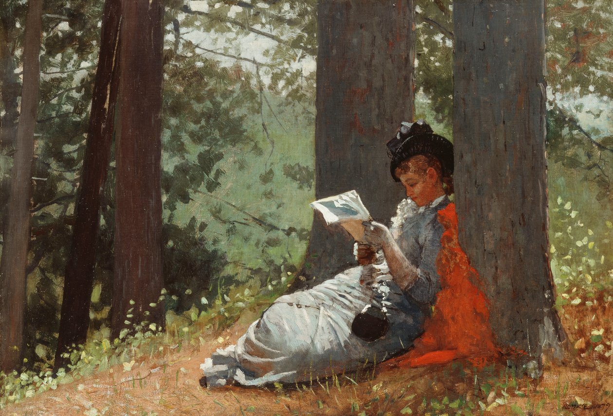 Mädchen liest unter einer Eiche, 1879 von Winslow Homer