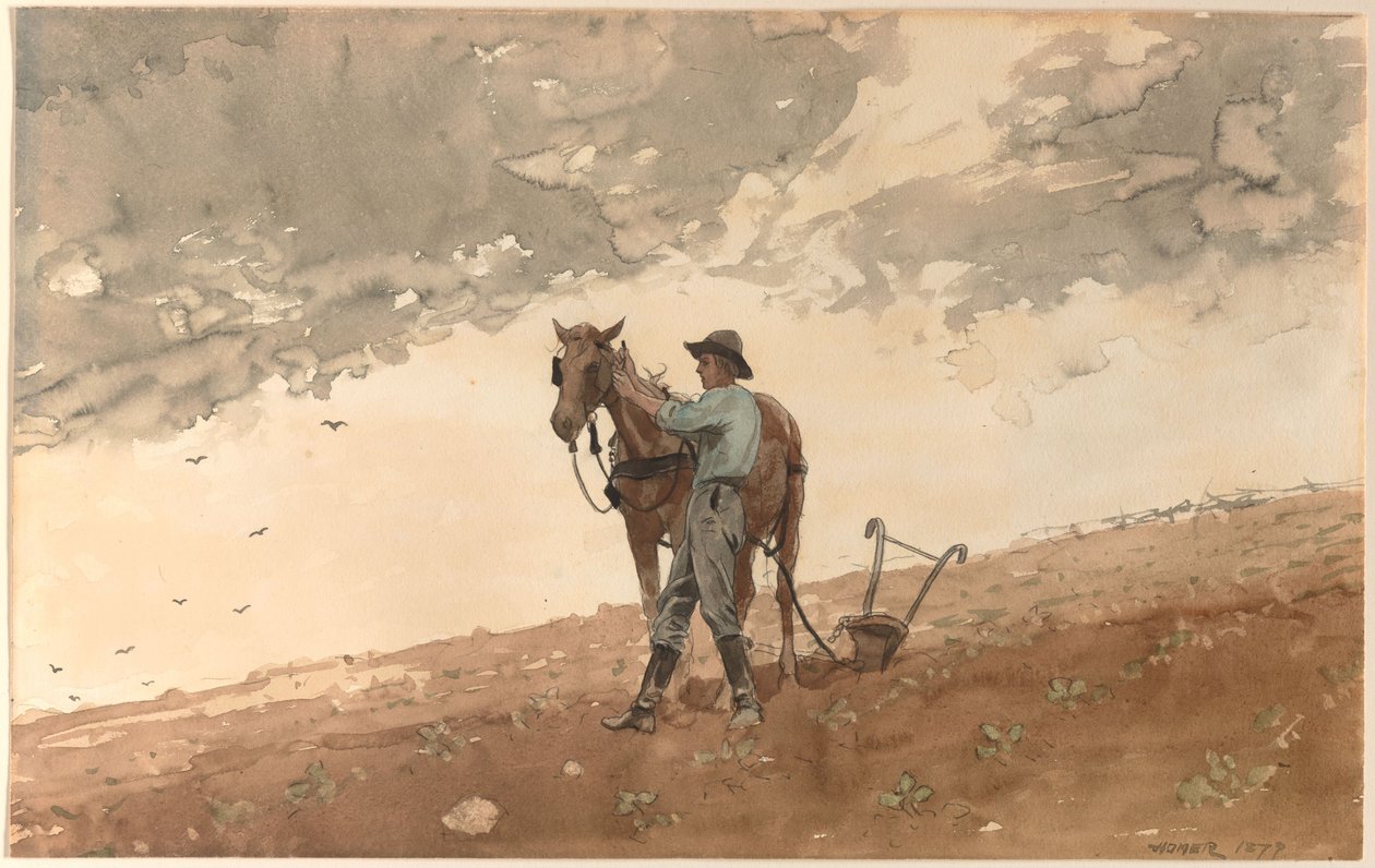 Mann mit Pflugpferd von Winslow Homer