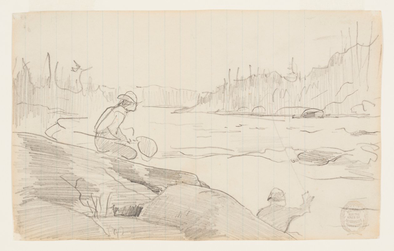Männer beim Angeln mit Rute und Netz von Winslow Homer