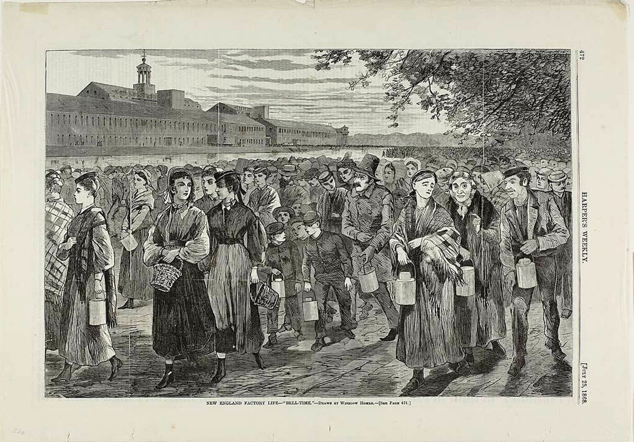 Leben in einer Fabrik in Neuengland—"Glockenzeit" von Winslow Homer