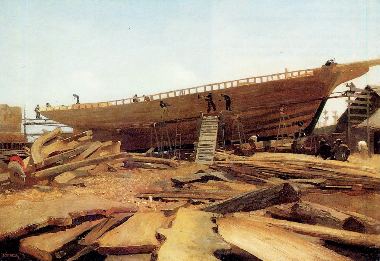 Schiffbau, Gloucester, USA, 1871 von Winslow Homer