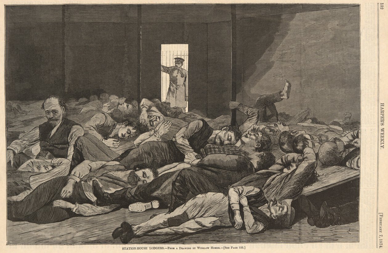 Obdachlose im Polizeirevier, aus Harper von Winslow Homer