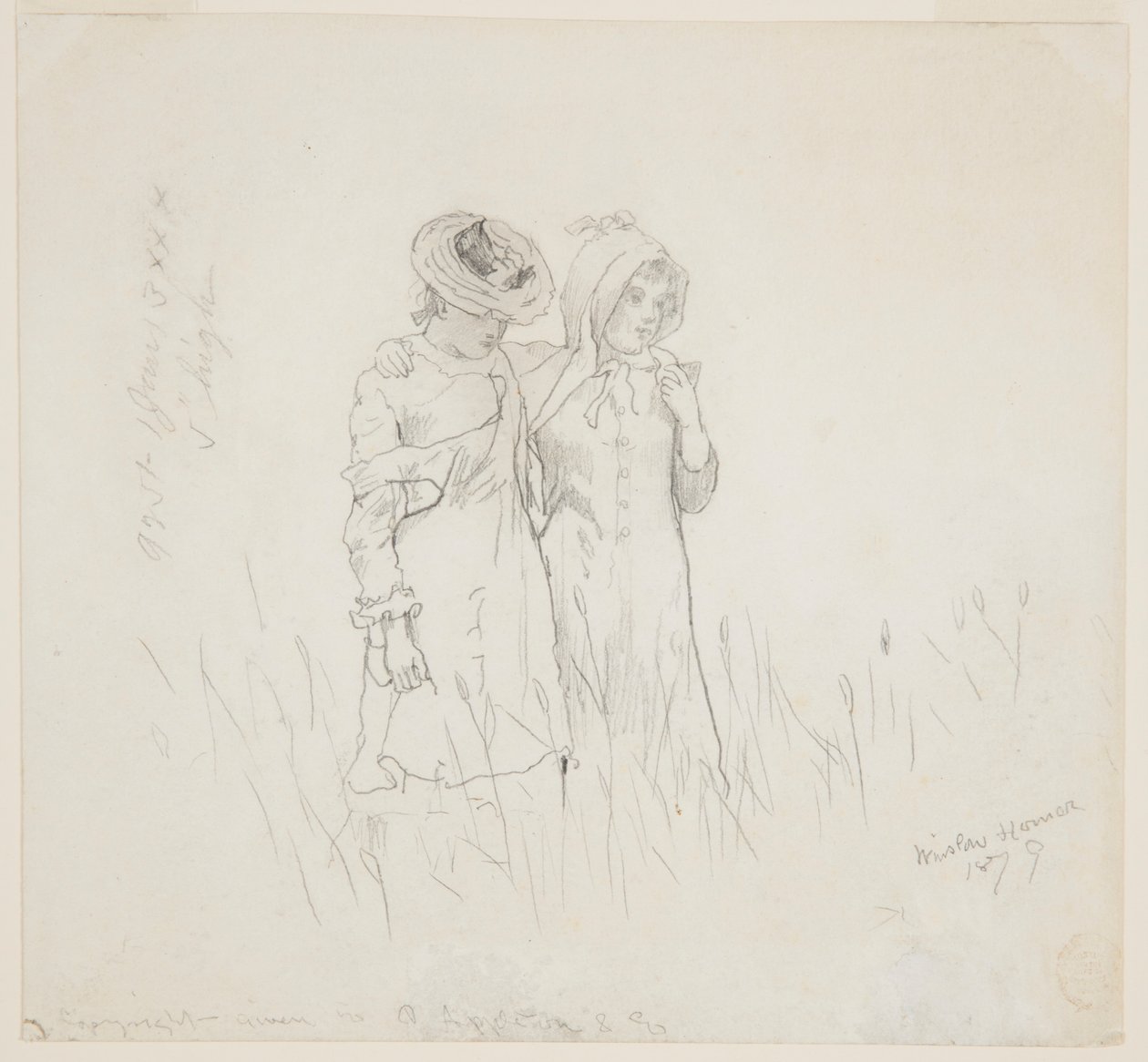 Zwei Mädchen auf einem Feld von Winslow Homer