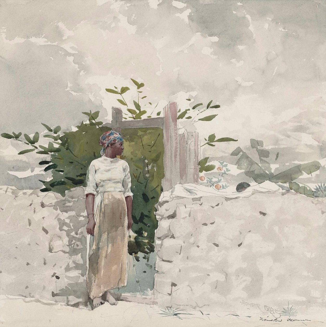 Frau am Tor, Bahamas von Winslow Homer